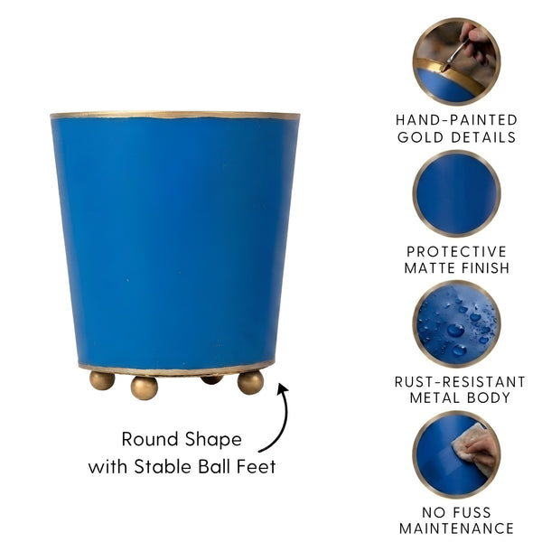 Mattie Round Cachepot Planter Blue