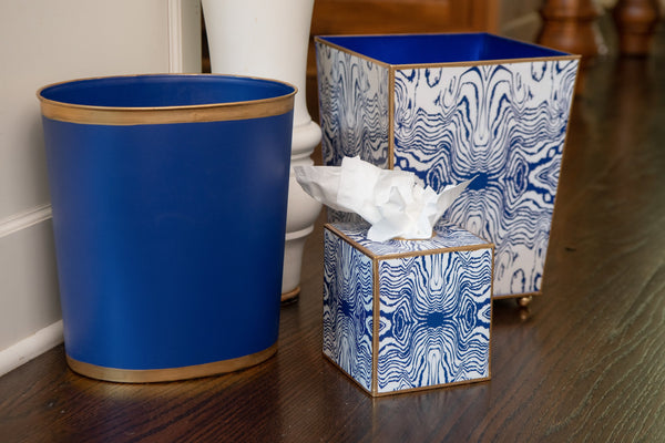 Mattie Oval Wastebasket Blue