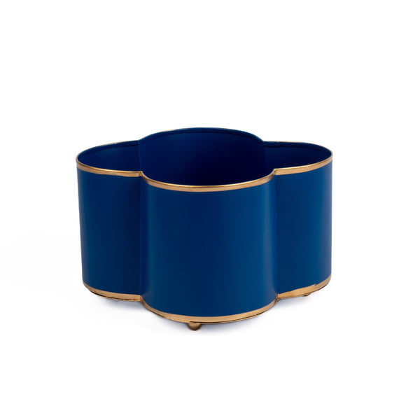 Mattie Quatrefoil Cachepot Planter Navy
