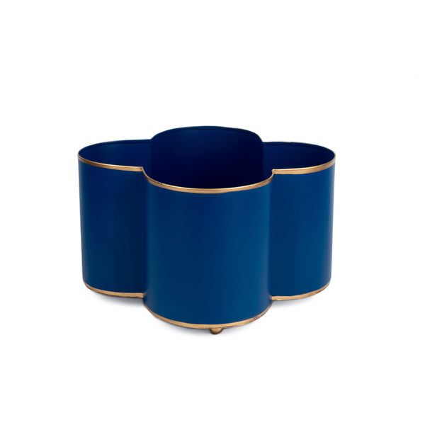 Mattie Quatrefoil Cachepot Planter Navy