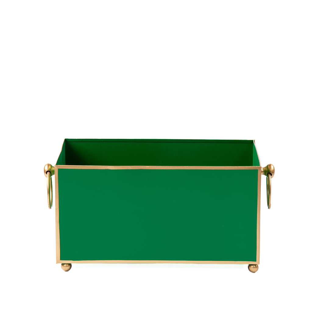 Mattie Rectangular Cachepot Planter 6x12 - Emerald Green