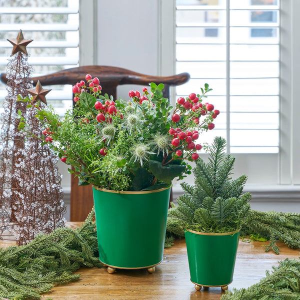 Mattie Round Cachepot Planter - Emerald Green