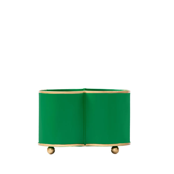 Mattie Quatrefoil Cachepot Planter - Emerald Green