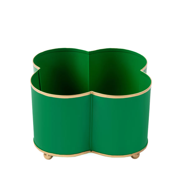 Mattie Quatrefoil Cachepot Planter - Emerald Green