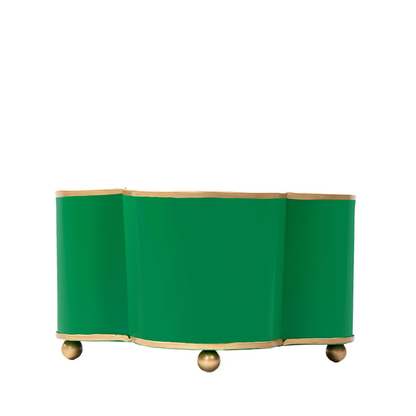 Mattie Quatrefoil Cachepot Planter - Emerald Green