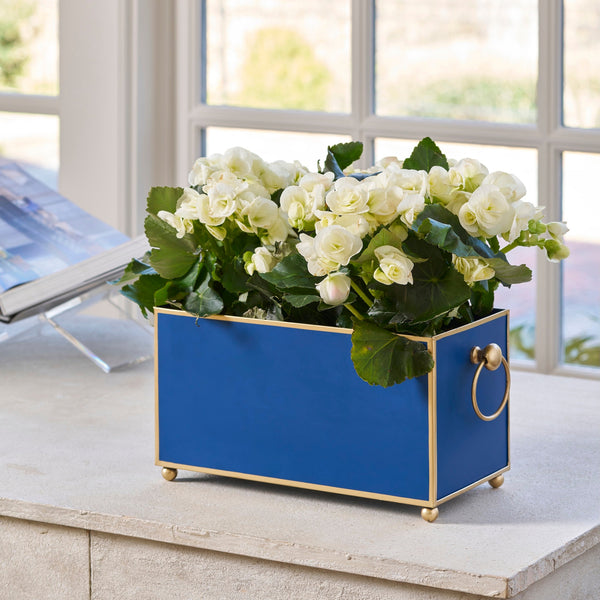 Mattie Rectangular Cachepot Planter 6x12 - Indigo Blue