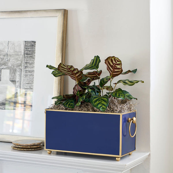 Mattie Rectangular Cachepot Planter 6x12 - Indigo Blue