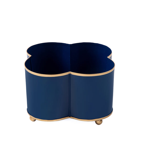 Mattie Quatrefoil Cachepot Planter - Indigo Blue