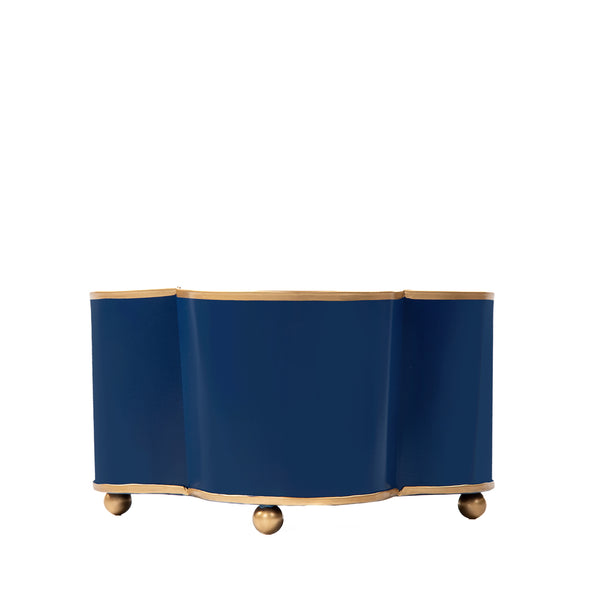 Mattie Quatrefoil Cachepot Planter - Indigo Blue