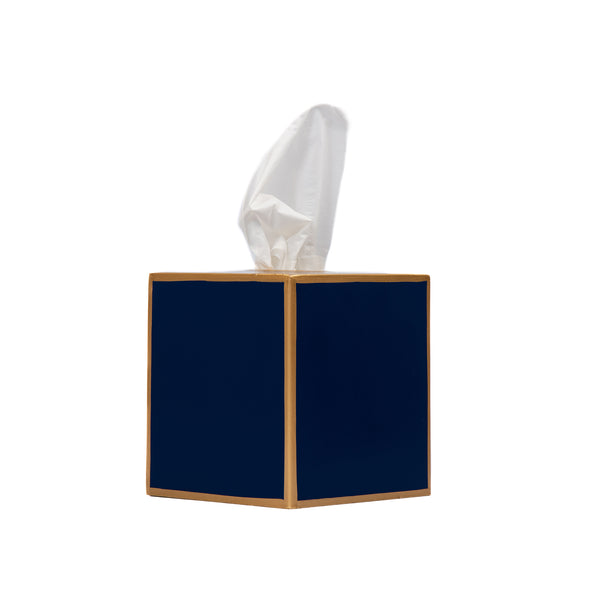 Mattie Square Tissue Box Cover - Indigo Blue