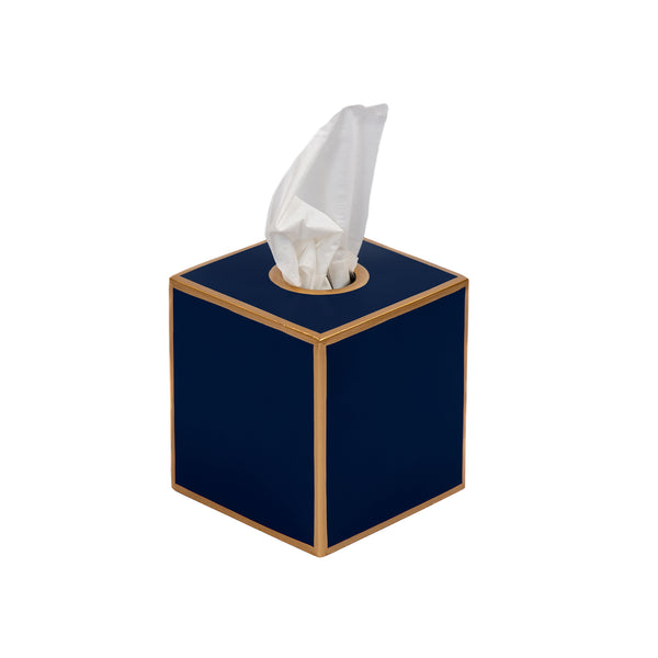 Mattie Square Tissue Box Cover - Indigo Blue
