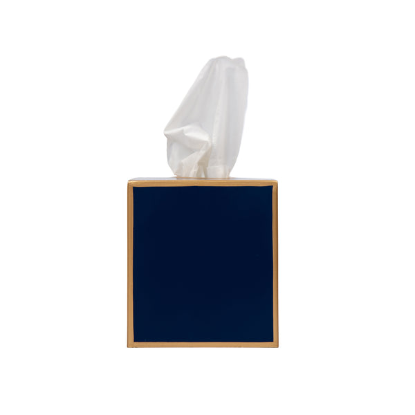Mattie Square Tissue Box Cover - Indigo Blue
