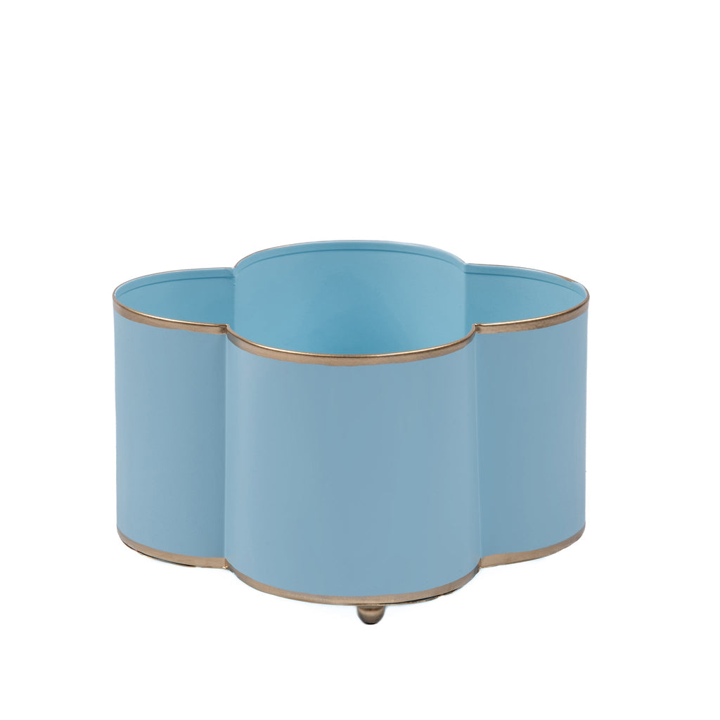 Mattie Quatrefoil Cachepot Planter Light Blue