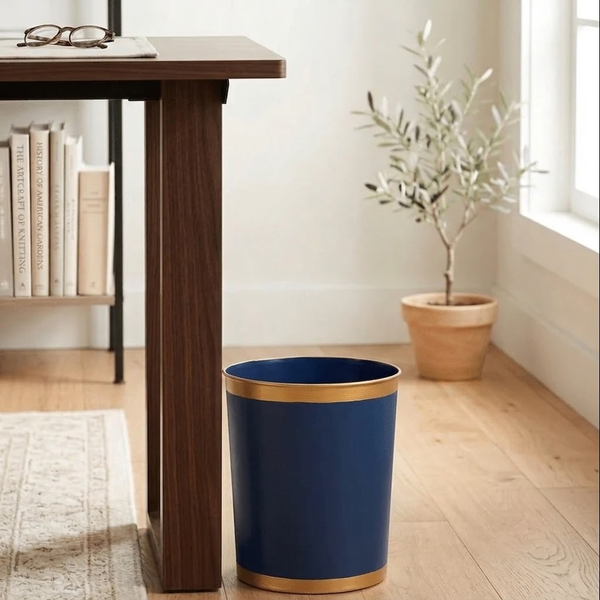 Mattie Oval Wastebasket Navy