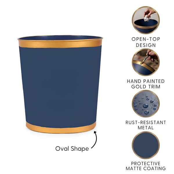 Mattie Oval Wastebasket Navy