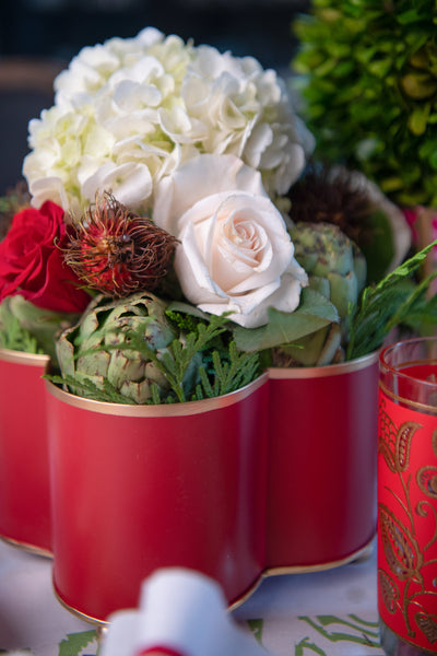 Mattie Quatrefoil Cachepot Planter Red