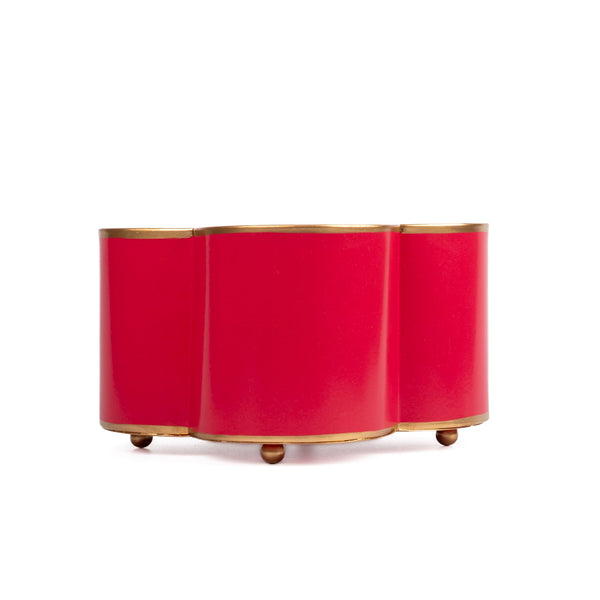 Mattie Quatrefoil Cachepot Planter Red