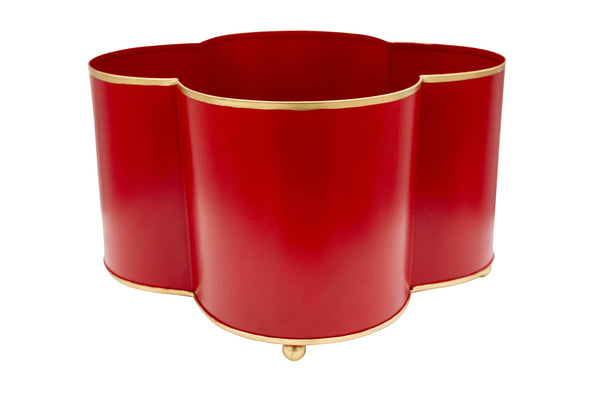 Mattie Quatrefoil Cachepot Planter Red