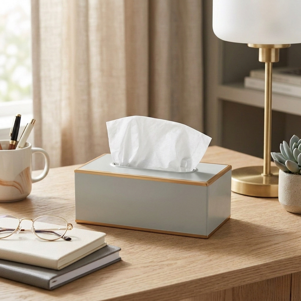 Mattie Rectangular Tissue Box Cover - Taupe