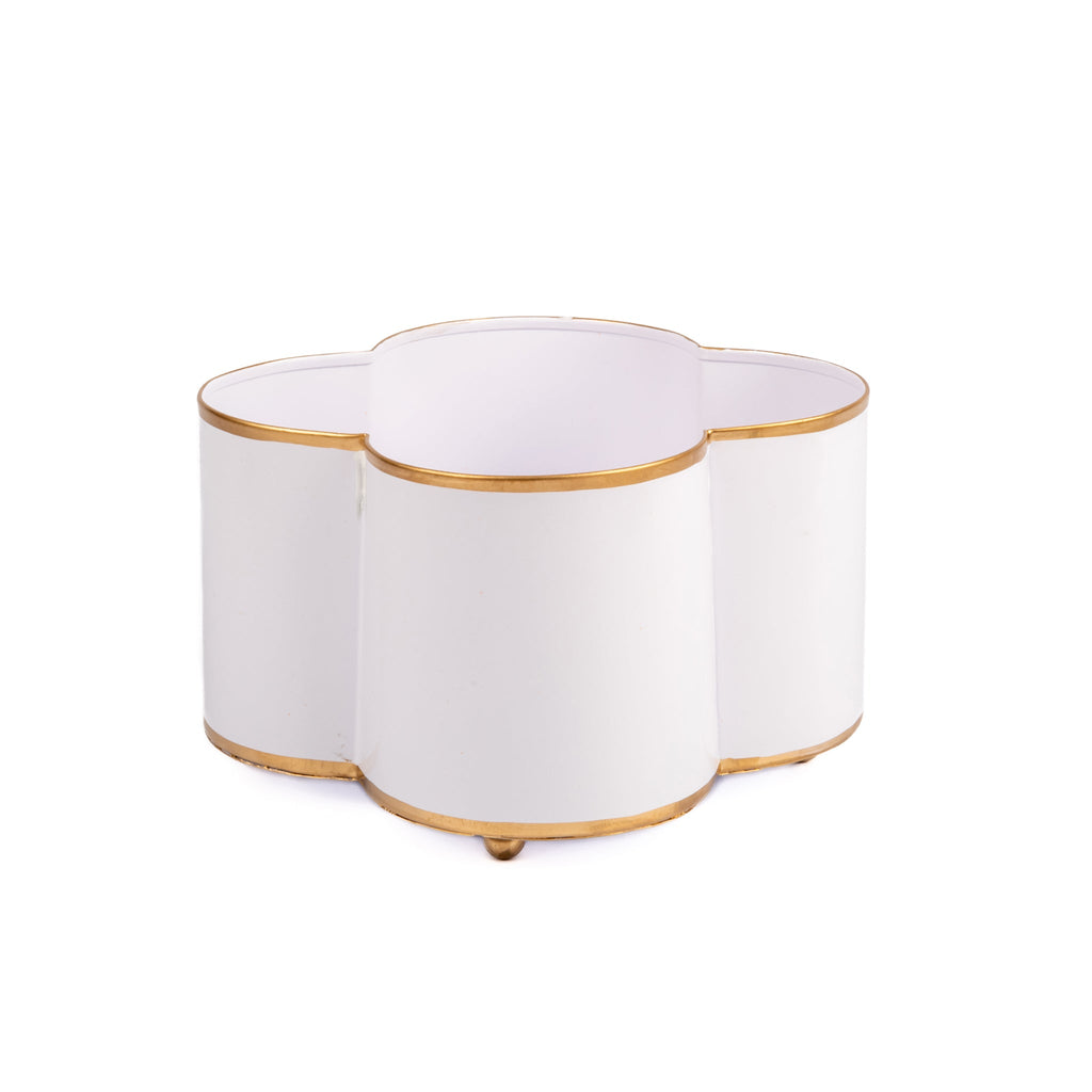 Mattie Quatrefoil Cachepot Planter White