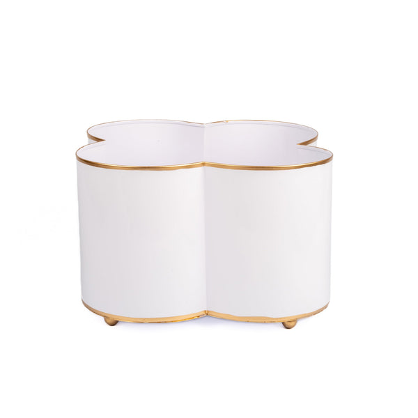 Mattie Quatrefoil Cachepot Planter White
