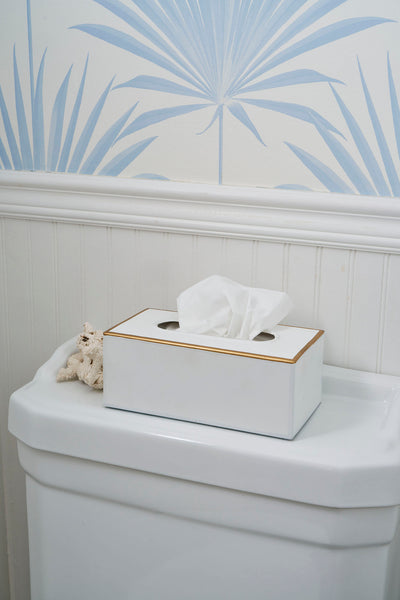 Mattie Rectangular Tissue Box Cover - White