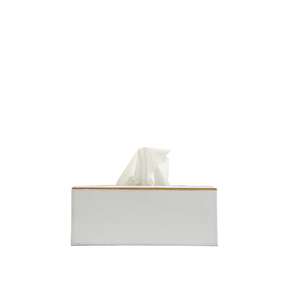 Mattie Rectangular Tissue Box Cover - White