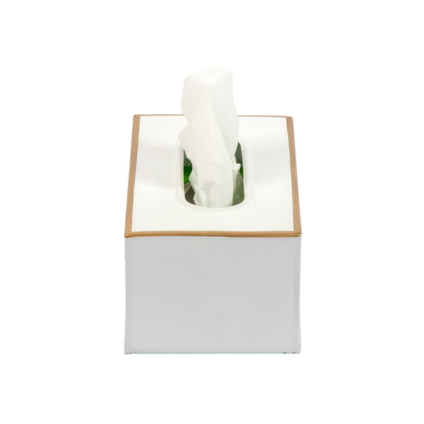 Mattie Rectangular Tissue Box Cover - White