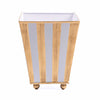 Brushed Stripe Hand Painted Square Cachepot Planter - Cream & Gold