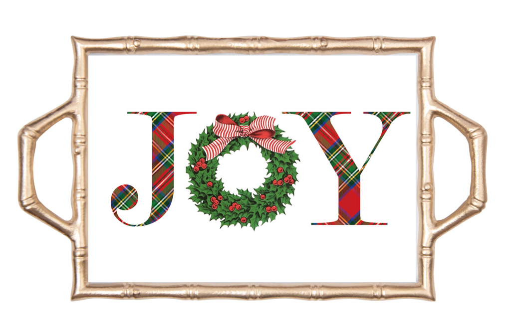 Joy Wreath Enameled Chang Mai Tray 10x14