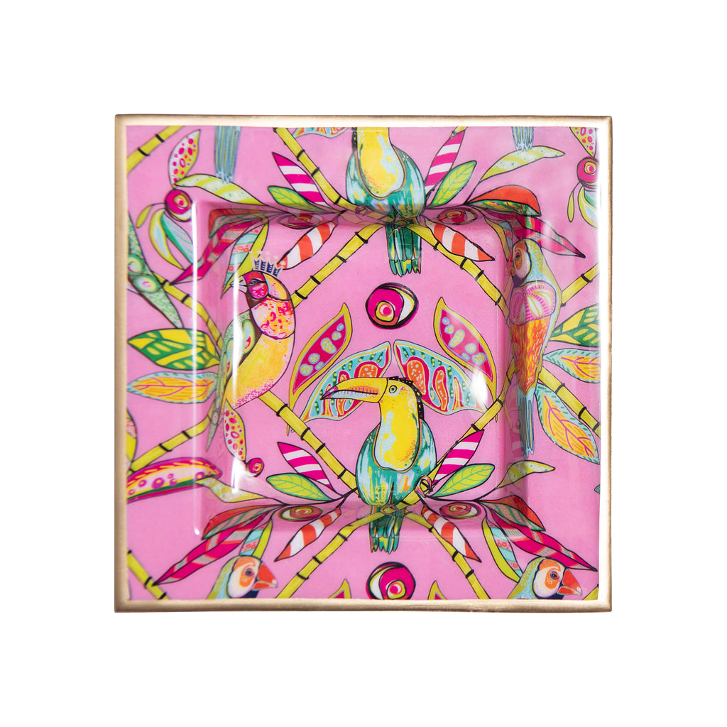 Bamboo Birds Enameled Smidge Tray
