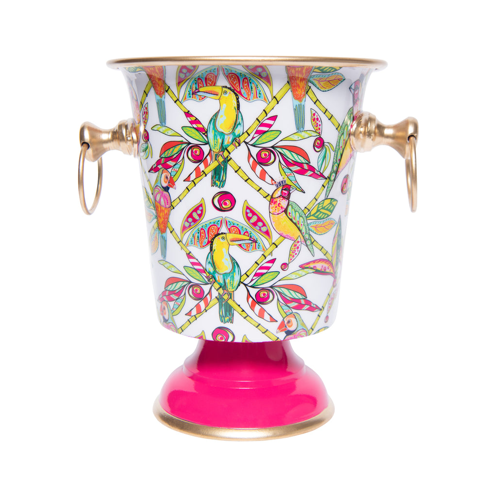 Bamboo Birds Enameled Wine Chiller