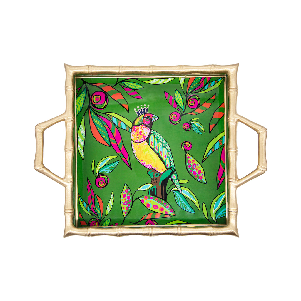 King Finch Enameled Chang Mai Tray 12x12