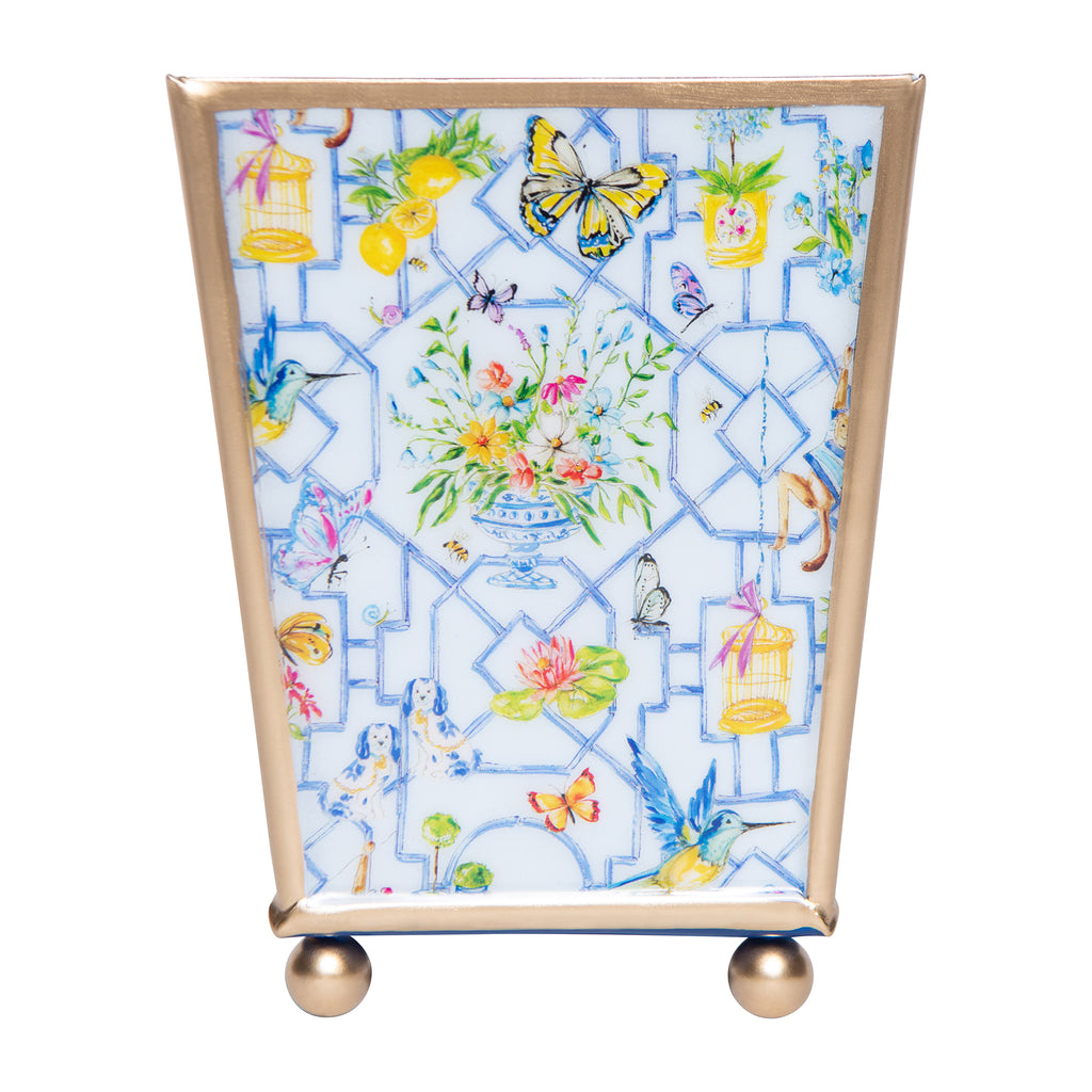 Wonderland Enameled Square Cachepot Planter