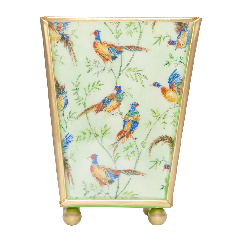 Taking Flight Enameled Square Cachepot Planter
