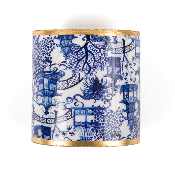 Garden Party Enameled Napkin Ring (4pk) - Blue