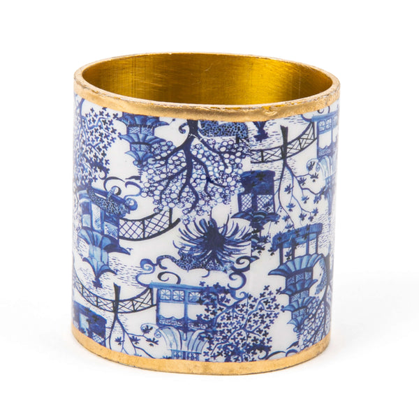 Garden Party Enameled Napkin Ring (4pk) - Blue