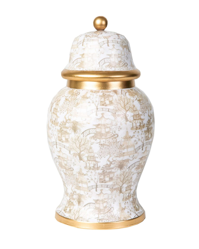 Garden Party Enameled Ginger Jar - Taupe