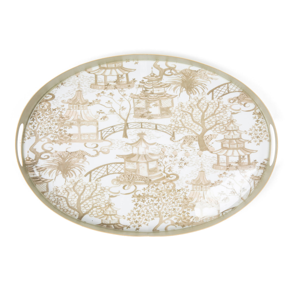 Garden Party Enameled Olivia Tray 14x20 - Taupe
