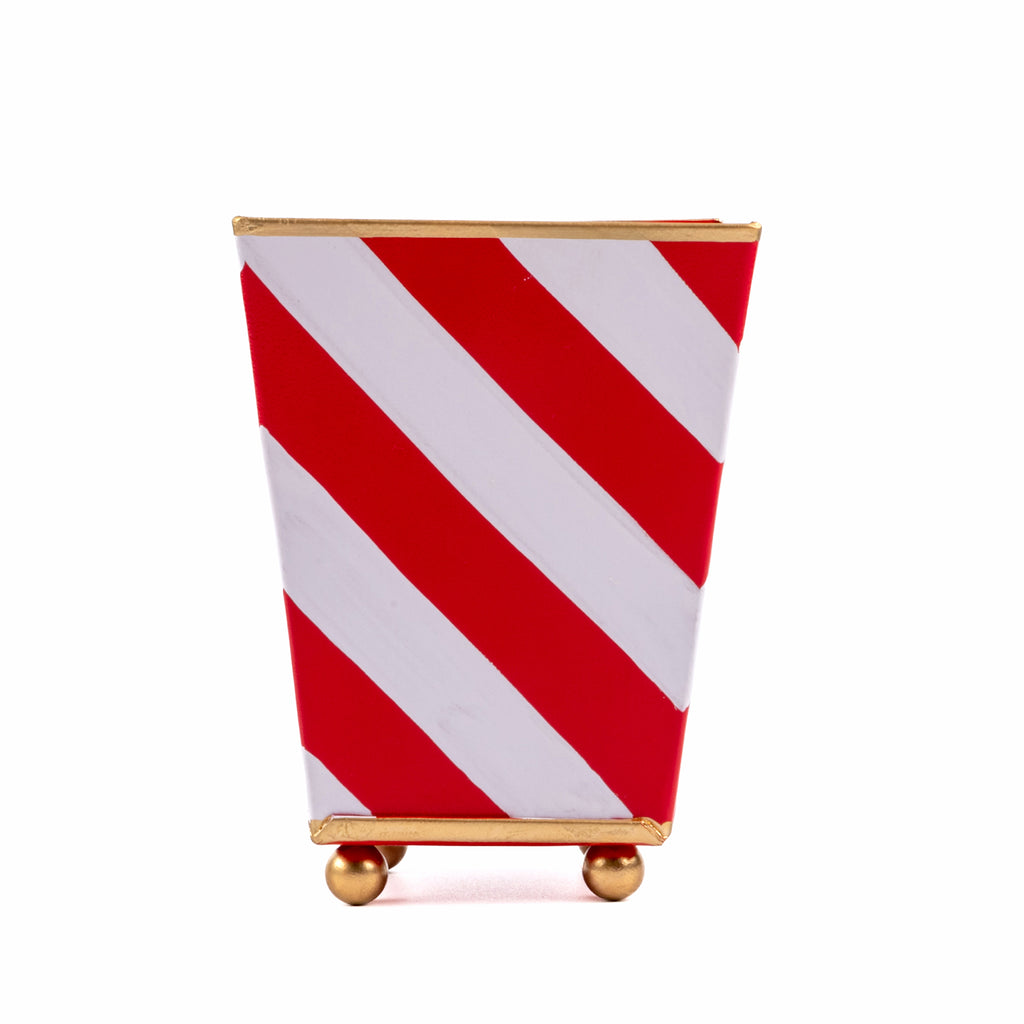 Candy Cane Stripe Square Cachepot Planter