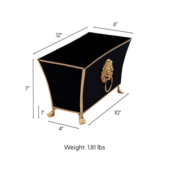 Regency Fluted Rectangle Paws & Claws Cachepot - Black