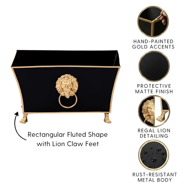 Regency Fluted Rectangle Paws & Claws Cachepot - Black