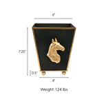 Regency Horse Head Square Cachepot Planter Black