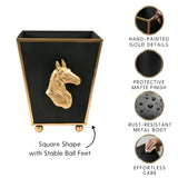 Regency Horse Head Square Cachepot Planter Black