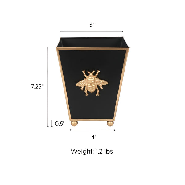 Regency Bee Square Cachepot Planter Black