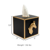 Regency Horse Head Tissue Box Cover Black