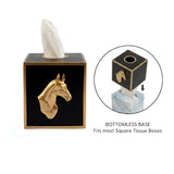 Regency Horse Head Tissue Box Cover Black