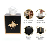 Regency Bee Tissue Box Cover Black