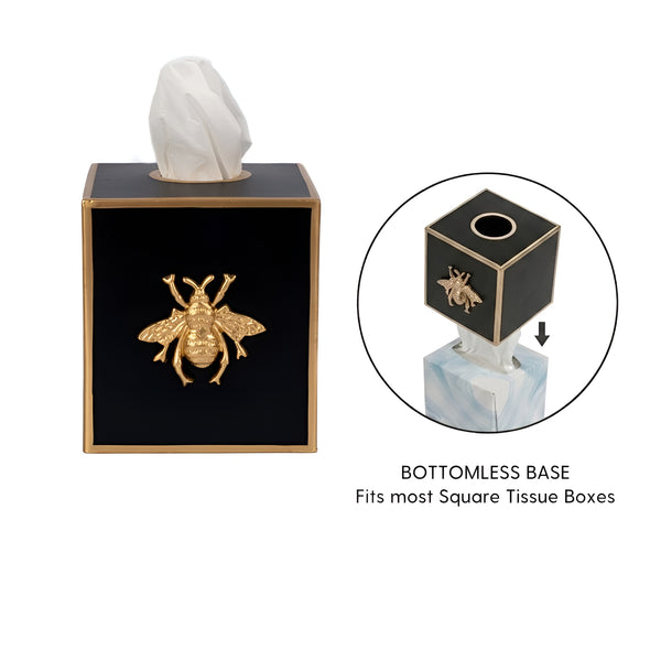 Regency Bee Tissue Box Cover Black