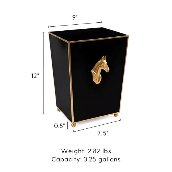 Regency Horse Head Square Wastebasket Black 9